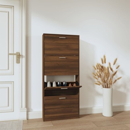 Shoe cabinet made of brown oak plywood 59x17x150 cm by vidaXL, Shoe racks and shoe organizers - Ref: Foro24-342525, Price: 11...