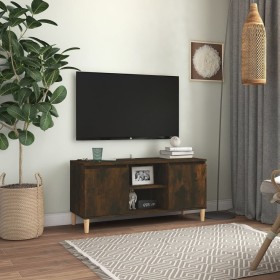 Mesita de noche patas madera maciza roble ahumado 103,5x35x50cm de vidaXL, Muebles TV - Ref: Foro24-813158, Precio: 58,50 €, ...