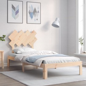 Bed frame with solid wood headboard 90x200 cm by vidaXL, Beds and slatted bases - Ref: Foro24-3193711, Price: 86,88 €, Discou...