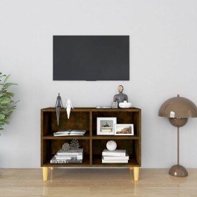 TV cabinet solid wood legs smoked oak 69.5x30x50 cm by vidaXL, TV Furniture - Ref: Foro24-813146, Price: 35,48 €, Discount: %