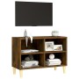 Mueble de TV patas de madera maciza roble ahumado 69,5x30x50 cm de vidaXL, Muebles TV - Ref: Foro24-813146, Precio: 27,99 €, ...