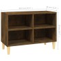 TV-Schrank, Beine aus Massivholz, geräucherte Eiche, 69,5 x 30 x 50 cm von vidaXL, TV-Möbel - Ref: Foro24-813146, Preis: 27,9...