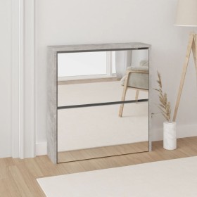 Shoe cabinet with mirror 2 levels concrete gray 63x17x67 cm by vidaXL, Shoe racks and shoe organizers - Ref: Foro24-342630, P...