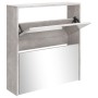 Shoe cabinet with mirror 2 levels concrete gray 63x17x67 cm by vidaXL, Shoe racks and shoe organizers - Ref: Foro24-342630, P...