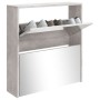 Mueble zapatero con espejo 2 niveles gris hormigón 63x17x67 cm de vidaXL, Zapateros y organizadores de calzado - Ref: Foro24-...