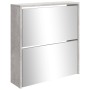 Shoe cabinet with mirror 2 levels concrete gray 63x17x67 cm by vidaXL, Shoe racks and shoe organizers - Ref: Foro24-342630, P...