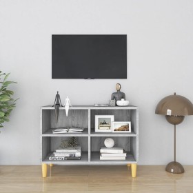 Mueble de TV patas madera maciza gris Sonoma 69,5x30x50 cm de vidaXL, Muebles TV - Ref: Foro24-813147, Precio: 37,99 €, Descu...