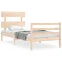 Bed frame with solid wood headboard 90x200 cm by vidaXL, Beds and slatted bases - Ref: Foro24-3195076, Price: 94,33 €, Discou...