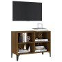 TV cabinet with brown oak metal legs 69.5x30x50 cm by vidaXL, TV Furniture - Ref: Foro24-813151, Price: 38,99 €, Discount: %