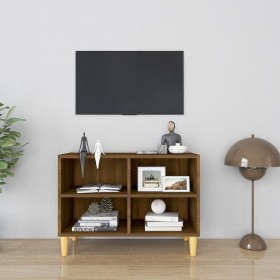 TV cabinet legs solid brown oak wood 69.5x30x50 cm by vidaXL, TV Furniture - Ref: Foro24-813148, Price: 37,97 €, Discount: %