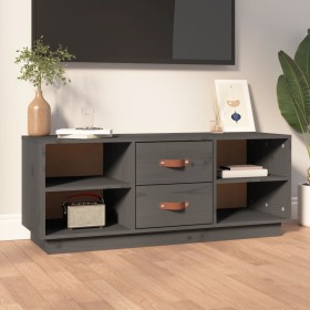 Mueble de TV de madera maciza de pino gris 100x34x40 cm de vidaXL, Muebles TV - Ref: Foro24-818227, Precio: 69,99 €, Descuent...