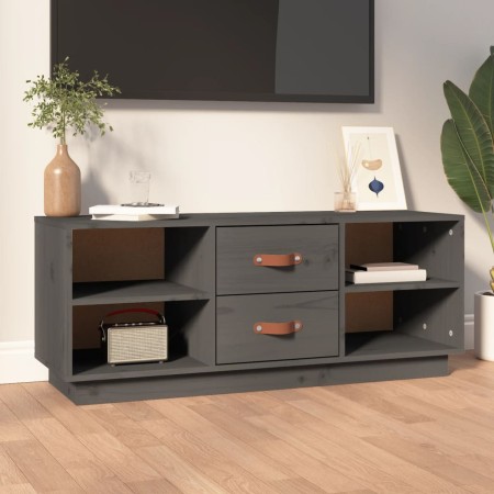 Mueble de TV de madera maciza de pino gris 100x34x40 cm de vidaXL, Muebles TV - Ref: Foro24-818227, Precio: 69,88 €, Descuent...