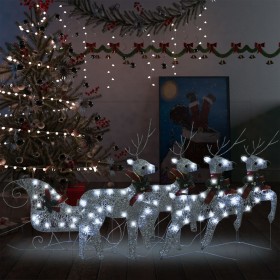 Weihnachtsgartendekoration Rentier und silberner Schlitten 100 LED von vidaXL, Weihnachtsbeleuchtung - Ref: Foro24-3100428, P...