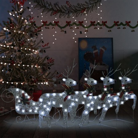 Christmas garden decoration reindeer and silver sleigh 100 LED by vidaXL, Christmas lights - Ref: Foro24-3100428, Price: 88,7...