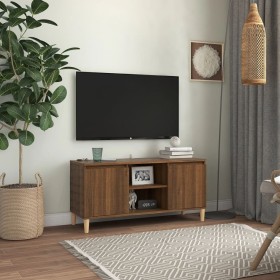 Mueble de TV patas madera maciza marrón roble 103,5x35x50 cm de vidaXL, Muebles TV - Ref: Foro24-813160, Precio: 72,99 €, Des...