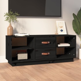 Solid black pine wood TV cabinet 100x34x40 cm by vidaXL, TV Furniture - Ref: Foro24-818229, Price: 67,72 €, Discount: %