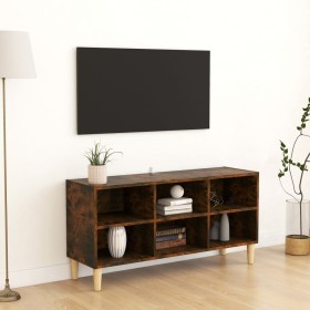 Mueble de TV patas madera maciza roble ahumado 103,5x30x50 cm de vidaXL, Muebles TV - Ref: Foro24-813152, Precio: 54,99 €, De...