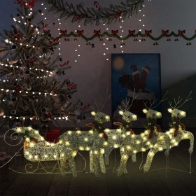 Christmas garden decoration reindeer and golden sleigh 100 LED by vidaXL, Christmas lights - Ref: Foro24-3100427, Price: 97,1...