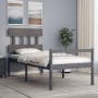 Elderly bed with gray solid wood headboard 100x200 cm by vidaXL, Beds and slatted bases - Ref: Foro24-3195408, Price: 116,54 ...