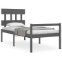 Cama personas mayores cabecero madera maciza gris 100x200 cm de vidaXL, Camas y somieres - Ref: Foro24-3195408, Precio: 116,5...