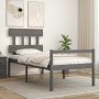 Cama personas mayores cabecero madera maciza gris 100x200 cm de vidaXL, Camas y somieres - Ref: Foro24-3195408, Precio: 116,5...