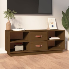 Mueble de TV madera maciza de pino marrón miel 100x34x40 cm de vidaXL, Muebles TV - Ref: Foro24-818228, Precio: 99,99 €, Desc...