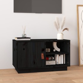 Mueble de TV de madera maciza de pino negro 70x34x40 cm de vidaXL, Muebles TV - Ref: Foro24-818239, Precio: 63,99 €, Descuent...