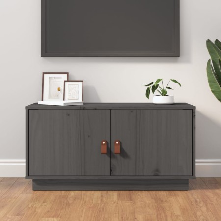 Solid pine wood TV stand in gray, measuring 80x34x40 cm. by vidaXL, TV Furniture - Ref: Foro24-818232, Price: 67,99 €, Discou...