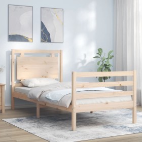 Estructura de cama con cabecero madera maciza 100x200 cm de vidaXL, Camas y somieres - Ref: Foro24-3194041, Precio: 115,88 €,...