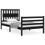 Bed frame with black solid wood headboard 100x200 cm by vidaXL, Beds and slatted bases - Ref: Foro24-3194305, Price: 122,43 €...