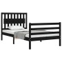 Bed frame with black solid wood headboard 100x200 cm by vidaXL, Beds and slatted bases - Ref: Foro24-3194305, Price: 122,43 €...