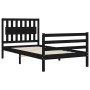 Bed frame with black solid wood headboard 100x200 cm by vidaXL, Beds and slatted bases - Ref: Foro24-3194305, Price: 122,43 €...