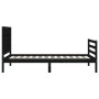 Bed frame with black solid wood headboard 100x200 cm by vidaXL, Beds and slatted bases - Ref: Foro24-3194305, Price: 122,43 €...