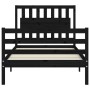 Bed frame with black solid wood headboard 100x200 cm by vidaXL, Beds and slatted bases - Ref: Foro24-3194305, Price: 122,43 €...