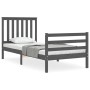 Estructura de cama con cabecero madera maciza gris 90x200 cm de vidaXL, Camas y somieres - Ref: Foro24-3194233, Precio: 103,9...