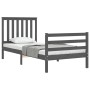 Estructura de cama con cabecero madera maciza gris 90x200 cm de vidaXL, Camas y somieres - Ref: Foro24-3194233, Precio: 103,9...