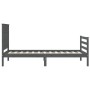 Estructura de cama con cabecero madera maciza gris 90x200 cm de vidaXL, Camas y somieres - Ref: Foro24-3194233, Precio: 103,9...