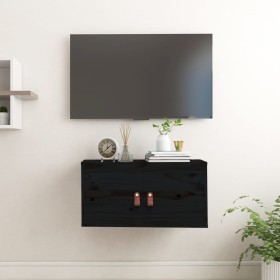 Solid black pine wood wall cabinet 60x30x30 cm by vidaXL, Shelves and shelves - Ref: Foro24-818373, Price: 70,97 €, Discount: %