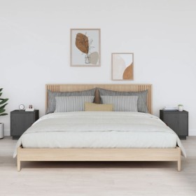 Mesitas de noche 2 uds madera maciza pino gris 40x34x45 cm de vidaXL, Mesitas de noche - Ref: Foro24-818280, Precio: 73,99 €,...