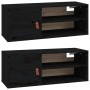 Wall cabinets 2 units solid black pine wood 80x30x30 cm by vidaXL, Shelves and shelves - Ref: Foro24-818394, Price: 80,19 €, ...