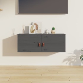 Gray solid pine wood wall cabinet 80x30x30 cm by vidaXL, Shelves and shelves - Ref: Foro24-818379, Price: 79,96 €, Discount: %