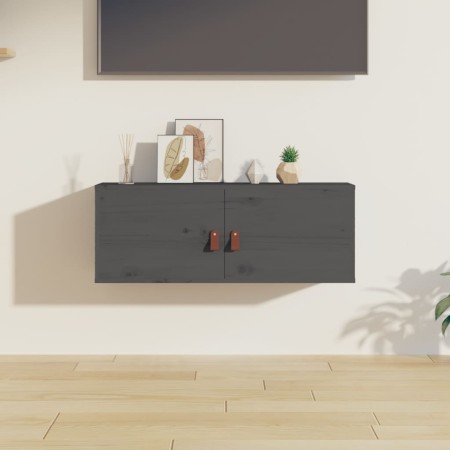 Gray solid pine wood wall cabinet 80x30x30 cm by vidaXL, Shelves and shelves - Ref: Foro24-818379, Price: 79,96 €, Discount: %