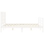 White solid wood bed frame with headboard 140x190 cm by vidaXL, Beds and slatted bases - Ref: Foro24-3193902, Price: 131,65 €...