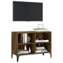 TV cabinet with smoked oak metal legs 69.5x30x50 cm by vidaXL, TV Furniture - Ref: Foro24-813149, Price: 37,85 €, Discount: %