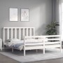 White solid wood bed frame with headboard 160x200 cm by vidaXL, Beds and slatted bases - Ref: Foro24-3193802, Price: 140,11 €...