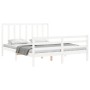 White solid wood bed frame with headboard 160x200 cm by vidaXL, Beds and slatted bases - Ref: Foro24-3193802, Price: 140,11 €...