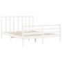 White solid wood bed frame with headboard 160x200 cm by vidaXL, Beds and slatted bases - Ref: Foro24-3193802, Price: 140,11 €...