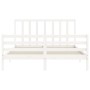 White solid wood bed frame with headboard 160x200 cm by vidaXL, Beds and slatted bases - Ref: Foro24-3193802, Price: 140,11 €...