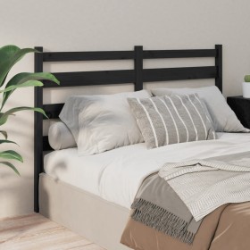 Solid black pine wood bed headboard 146x4x100 cm by vidaXL, Headboards and footboards - Ref: Foro24-818424, Price: 43,99 €, D...