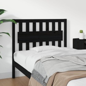 Solid black pine wood bed headboard 105.5x4x100 cm by vidaXL, Headboards and footboards - Ref: Foro24-818559, Price: 34,99 €,...